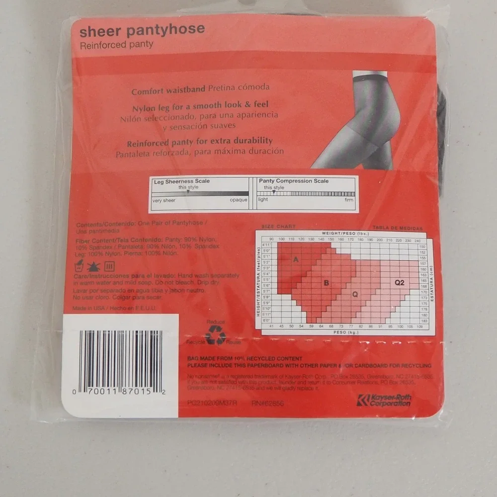 VTG New No Nonsense Regular Pantyhose Lot Size B Reinforced Toe 6 Pairs Various‎